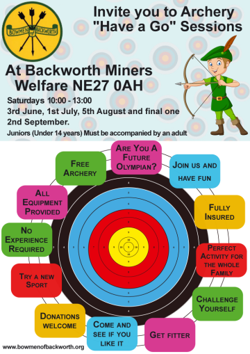 Have a go at Archery Sessions at Backworth Miners Welfare Hall
