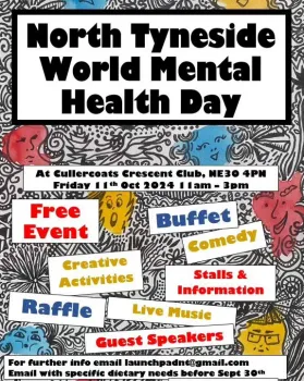 World Mental Health Day event at Cullercoats Crescent Club, NE30 44PN